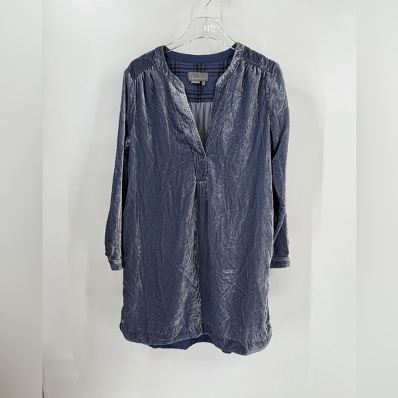 by Anthropologie Melody Velvet Tunic Dress in‎ Slate Blue Size small - Picture 1 of 7